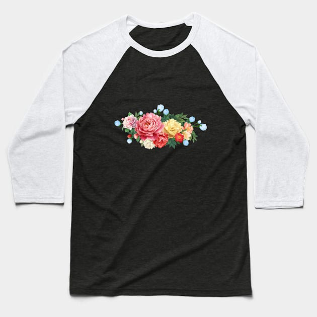 Peony flowers Baseball T-Shirt by 9XUANFOX